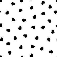 Vector seamless pattern for Valentine's Day. Cute hand drawn hearts on white background