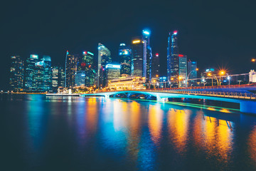 Obraz premium nocne światło zatoki Marina, Singapur