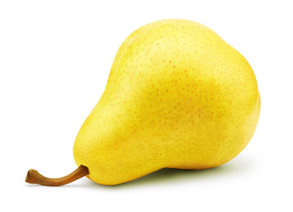 Fresh yellow pear fruit isolated on the white background with clipping path. One of the best isolated pears that you have seen.