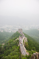 Fototapeta premium ancient great wall of china in cloudy summer weather