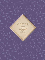 Cover book decorated olive branches pattern and label with sample text and handmade text divider