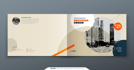 Brochure template layout design. Corporate business annual report, catalog, magazine, brochure, flyer mockup. Creative modern bright concept in memphis style