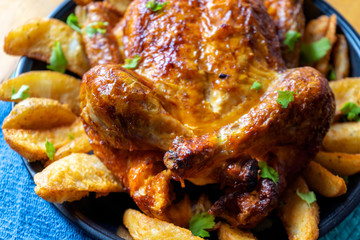 Roasted chicken with potatoes