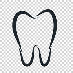 Tooth logo icon for dentist or stomatology dental care design template. Vector isolated black outline line tooth symbol for dentistry clinic or dentist medical center and toothpaste package