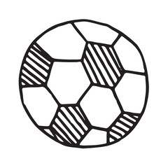 Obraz premium Handdrawn football ball doodle icon, isolated on white background, vector illustration