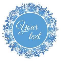 Background template of snowflakes and space for your text. Vector illustration