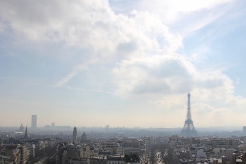 View from Arc de Triomphe to Eiffen Tower in Paris, France
