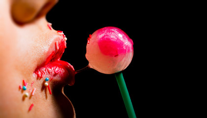 Lips with sprinkles, lollipop