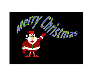 Santa claus with Merry Christmas text on black background vector illustration