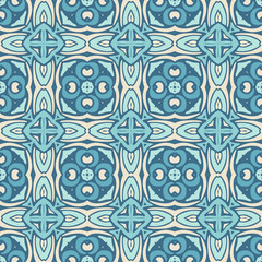 Ethnic seamless blue geometric pattern tile design surface
