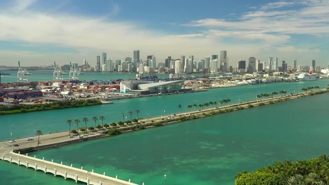 Premium stock footage Port Miami aerial drone 4k Royal Caribbean Terminal