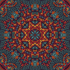 Tribal indian ethnic seamless design. Festive colorful mandala pattern