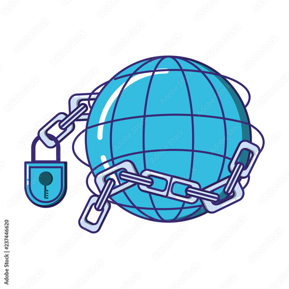 Poster sphere browser with chain and padlock