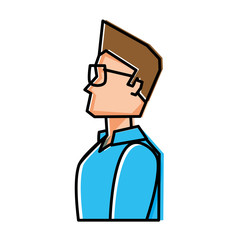 young man with glasses character