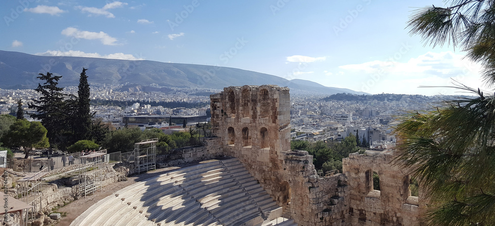 Wall mural The theater of Herodion Atticus under the ruins of Acropolis