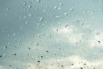 Water drops on glass for background