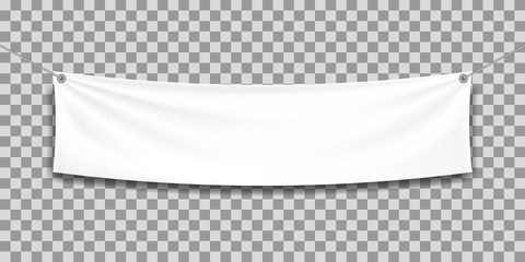 White mock up textile banner, isolated.