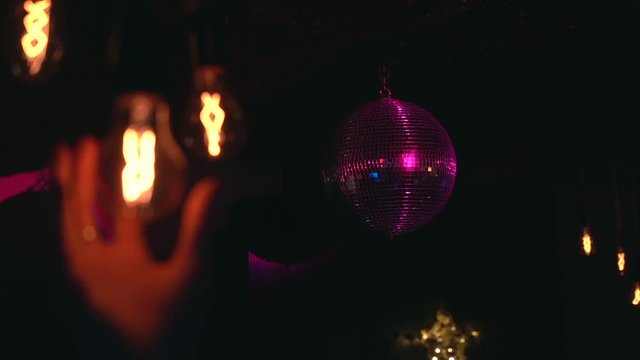disco ball and atmosphere in a cozy evening atmosphere