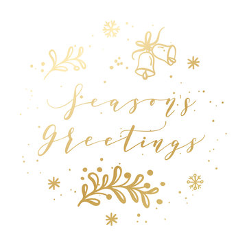 Christmas and Happy New Year wishes for label emblem, logo, text, greeting card. Vector winter holidays backgrounds with hand lettering calligraphy