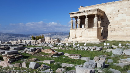 Fototapeta premium Ruins of the Temple of Erechtheion on Acropolis, Athens, Greece