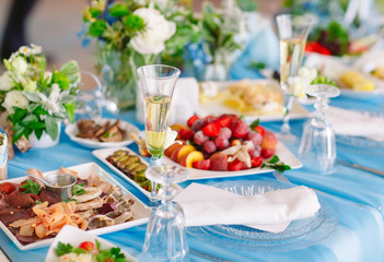 Wedding Table setting in the restaurant.