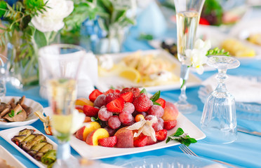 Wedding Table setting in the restaurant.