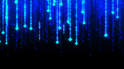 Abstract 3D big data visualization. Intricate data threads plot. Fireworks at New Year and copy space. Festive background on the eve of the New Year. 3D rendering.