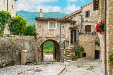 Fototapeta na wymiar Vallo di Nera, beautiful ancient village in the Province of Perugia, in the Umbria region of Italy.