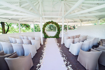 Wedding ceremony decorations.