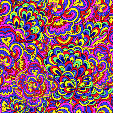 Bright psychedelic seamless abstract pattern