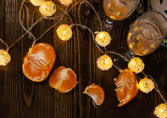 orange tangerines on the table