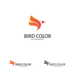 Obraz premium Bird logo vector. Flying Bird Logo design vector template. Dove Pigeon Logotype concept icon.