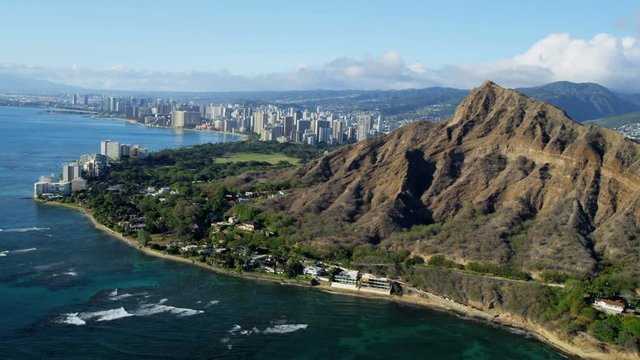 Aerial view of coastal luxury homes near Diamond Head Waikiki Oahu Hawaii 