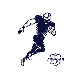 Fototapeta na wymiar Running American football player logo silhouette, American Football logo