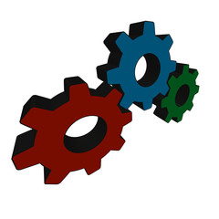 Three mating gears on white background - Vector illustration