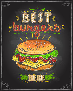 Best burgers here chalkboard menu design