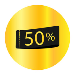 50 OFF Discount Sticker. Sale golden Tag Isolated Illustration