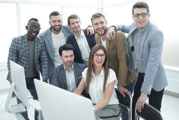 portrait of a multinational business team in a modern office