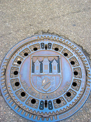 Sewer hatch in Prague, Czech Republic
