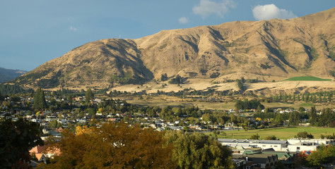 Wanaka town and hills, South Island, New Zealand