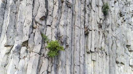 Gint dangerous vertical stones in a Hegyestu, Hungary. Aerial view