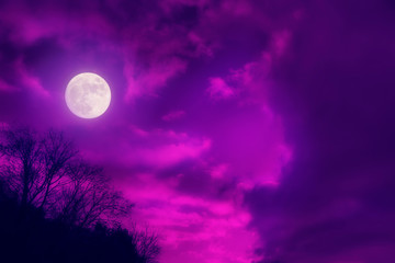 Fototapeta premium the landscape is full moon of proton plastic purple pink clouds night