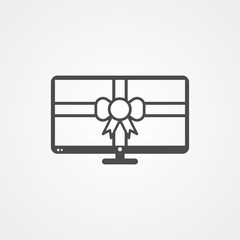 Gift television vector icon sign symbol