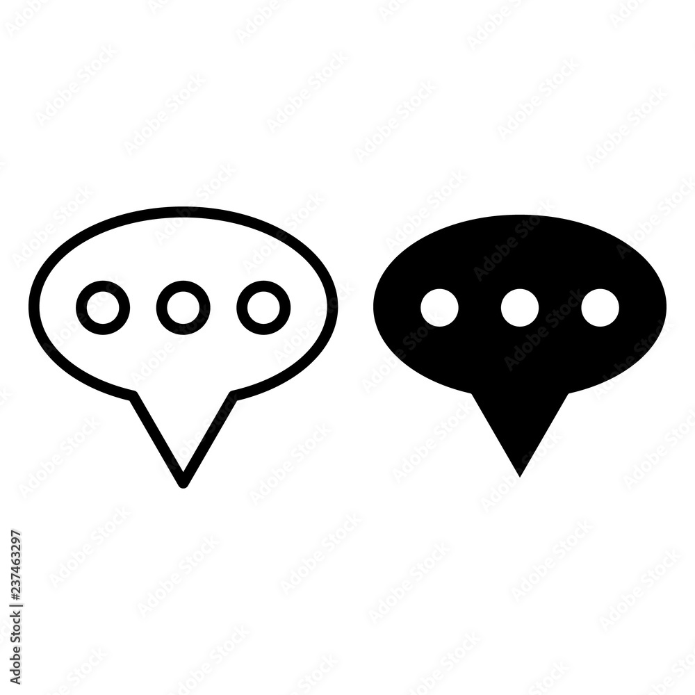 Poster dialogue line and glyph icon. chat vector illustration isolated on white. speech bubble outline styl