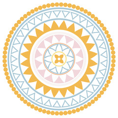 Tribal Mandala. Ornamental round element, circle isolated on white background. Geometric. Vector illustration.