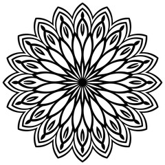 Outline Mandala. Ornamental round doodle flower isolated on white background. Geometric circle element. Vector illustration.