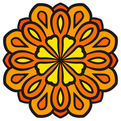 Mandala. Ornamental round doodle flower isolated on white background. Geometric circle element. Vector illustration.