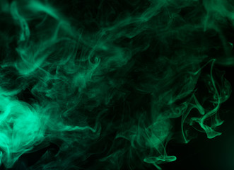 colorful aquamarine smoke isolated on black background