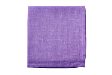 Pale violet folded textile napkin on white