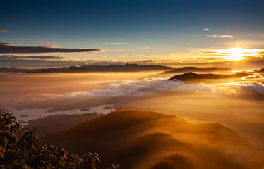 amazing sunrise seen from Sri Pada or Adam's Peak, Sri Lanka